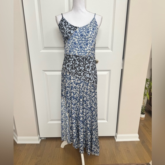 Mango Dresses & Skirts - Mango - Asymmetrical Hem Patchwork Floral Maxi Dress (large)